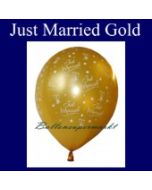 Luftballons Hochzeit, Latex, 10 Stück &quot;Just Married&quot;, gold