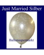 Luftballons Hochzeit, Latex, 10 Stück &quot;Just Married&quot;, silber