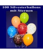 Silvester Luftballons mit Sternen, 100 Stück, Silvester-Sterne-Ballons