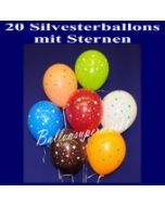 Silvester Luftballons mit Sternen, 20 Stück, Silvester-Sterne-Ballons
