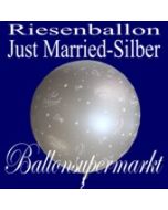 Riesenballon Hochzeit, Just Married, Hochzeitsballon in Silber