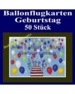 Ballonflugkarten Geburtstag, Luftballons zur Geburtstagsfeier steigen lassen, 50 Stück