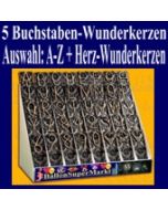 Buchstaben-Wunderkerzen, Auswahl A-Z, 5er Kombination mit Herz-Wunderkerzen