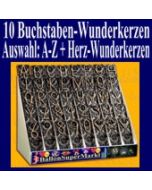 Buchstaben-Wunderkerzen, Auswahl A-Z, 10er Kombination mit Herz-Wunderkerzen