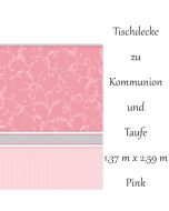 Tischdecke Kommunion und Taufe, rosa, Mädchen, Streifen und Ornamente