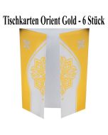 Tischkarten Orient Gold, Tischdeko-Menukarten, 6 Stück, Party 1001-Nacht