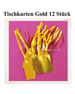 Tischkarten Gold mit Satinband, 12 Stück