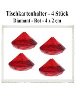 Tischkartenhalter Diamant Rot, 4 Stück, 4 x 2 cm