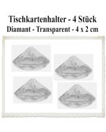 Tischkartenhalter Diamant Transparent, 4 Stück, 4 x 2 cm