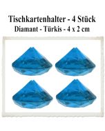 Tischkartenhalter Diamant Türkis, 4 Stück, 4 x 2 cm