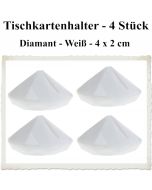 Tischkartenhalter Diamant Weiß, 4 Stück, 4 x 2 cm