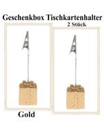 Tischkartenhalter Geschenkbox Gold 2 Stück