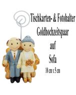 Foto- & Tischkartenhalter, Goldhochzeitspaar auf einem Sofa