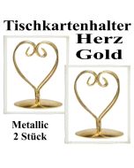 Tischkartenhalter, Gold, Metall, Herzen