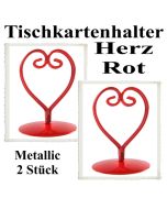 Tischkartenhalter, Rot, Metall, Herzen