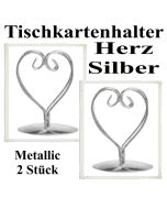 Tischkartenhalter, Silber, Metall, Herzen