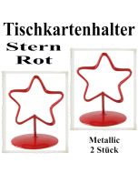 Tischkartenhalter, Rot, Metall, Sterne