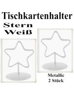 Tischkartenhalter, Weiß, Metall, Sterne