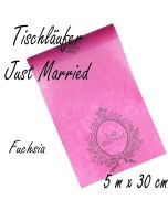 Tischläufer Hochzeit, Just Married, fuchsia