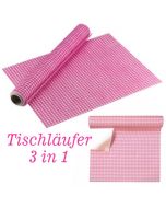 Tischläufer, Tischsets, Karomuster, rosa