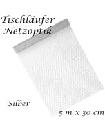 Tischläufer, Tischdecke Netzoptik Silber, 5 Meter Rolle