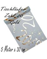 Tischläufer, Tischdecke Zahl 20, gold, 5 Meter Rolle