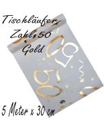 Tischläufer, Tischdecke Zahl 50, gold, 5 Meter Rolle