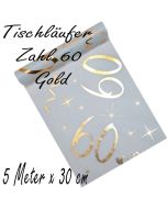 Tischläufer, Tischdecke Zahl 60, gold, 5 Meter Rolle