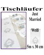 Tischläufer Hochzeit, Just Married, weiß