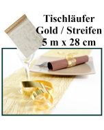 Tischläufer, Tischdecke Gold mit Streifen, 5 Meter Rolle