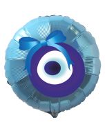 Türkisches Auge Luftballon aus Folie mit Helium-Ballongas, türkiser Rundballon, Nazar