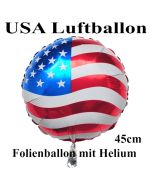 USA Luftballon aus Folie, 45 cm Rundballon mit Helium-Ballongas