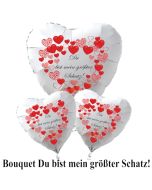 Valentinstag Ballon-Bouquet "Du bist mein größter Schatz"! rote Herzen