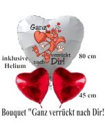 "Ganz verrückt nach Dir! Ich liebe Dich! Valentinstag Luftballon-Bouquet mit Helium