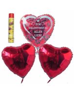 Valentinstag, schwebende Helium Luftballons, Bouquet 12, inklusive Heliumdose, Zum Valentinstag Alles Liebe