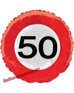 Luftballon zum 50. Geburtstag, Verkehrsschild Zahl 50, Traffic