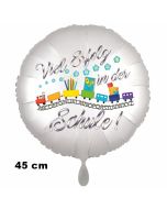 Viel Erfolg in der Schule. Luftballon aus Folie, 45 cm, inklusive Helium, Satin de Luxe, weiß