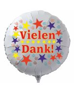Vielen Dank! Weißer, runder Luftballon aus Folie mit Helium Ballongas