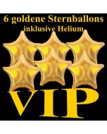 VIP Party, Partydekoration, 6 holografische Sternballons in Gold mit Helium