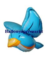 Luftballon Vogel blau, 3 D, Folienballon mit Ballongas 