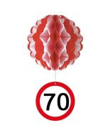 Wabenball Verkehrsschild 70, Raumdekoration zum 70.