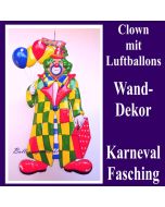 Clown mit Luftballons, Wanddekoration und Bühnendekoration zu Karneval und Fasching