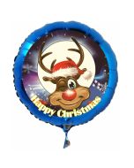 Luftballon aus Folie zu Weihnachten, Happy Christmas, Rudolph mit Helium