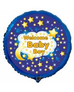 Luftballon aus Folie mit Ballongas-Helium, Welcome Baby Boy zur Geburt