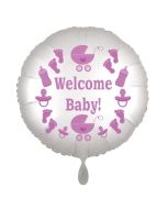 Welcome Baby! Luftballon aus Folie, Baby Girl, Rundballon mit Ballongas Helium