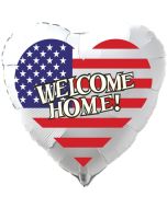 Welcome Home USA Luftballon aus Folie, 45 cm Herzballon mit Helium-Ballongas