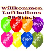 Motiv-Luftballons Willkommen, bunt gemischt, 50 Stueck