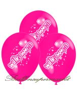 Motiv-Luftballons Willkommen, pink, 3 Stueck