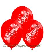 Motiv-Luftballons Willkommen, rot, 3 Stueck