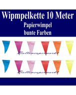 Wimpelkette 10 Meter, bunte Wimpel aus Papier, Festdekoration, Vereinsdekoration, Partydekoration